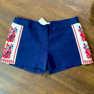Brand New Judith March Navy Embroidered Shorts sz Large L